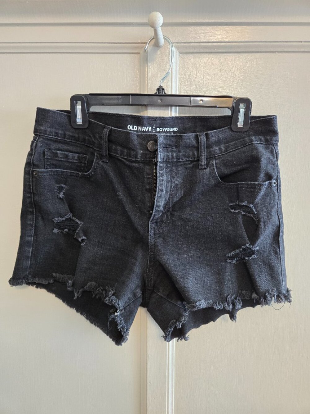 Old Navy | Boyfriend Distressed Black Denim Shorts | Size 10